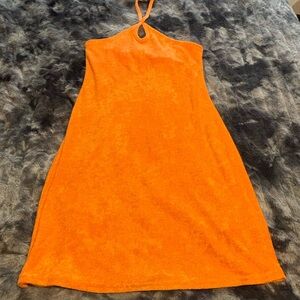 Hollister Bright Orange Halter Mini Dress